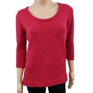 Arden B Luxe Angora Wool Blend Sweater Knit Scoop Neck Red M